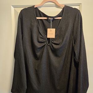 BloomChic Black V-Neck Blouse